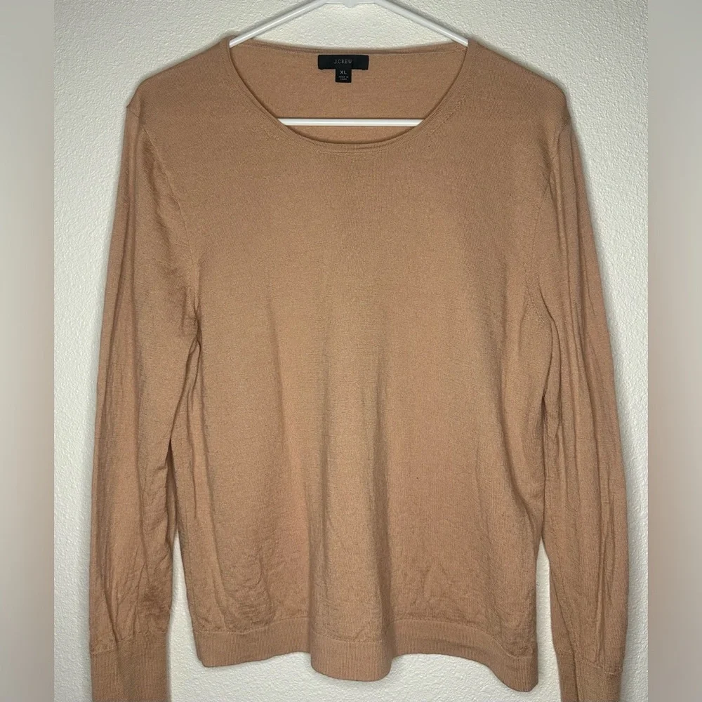 J. Crew Merino Wool Lightweight Crewneck Sweater - tan/peach color